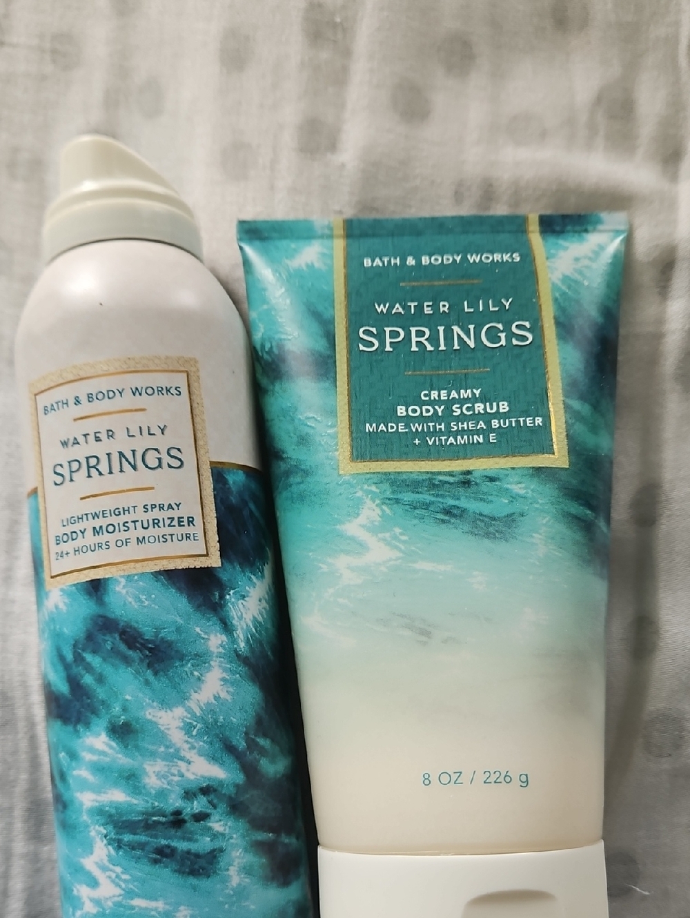 Bath & Body Works Water Lily Springs Body Scrub & Moisturizer - Teal & White